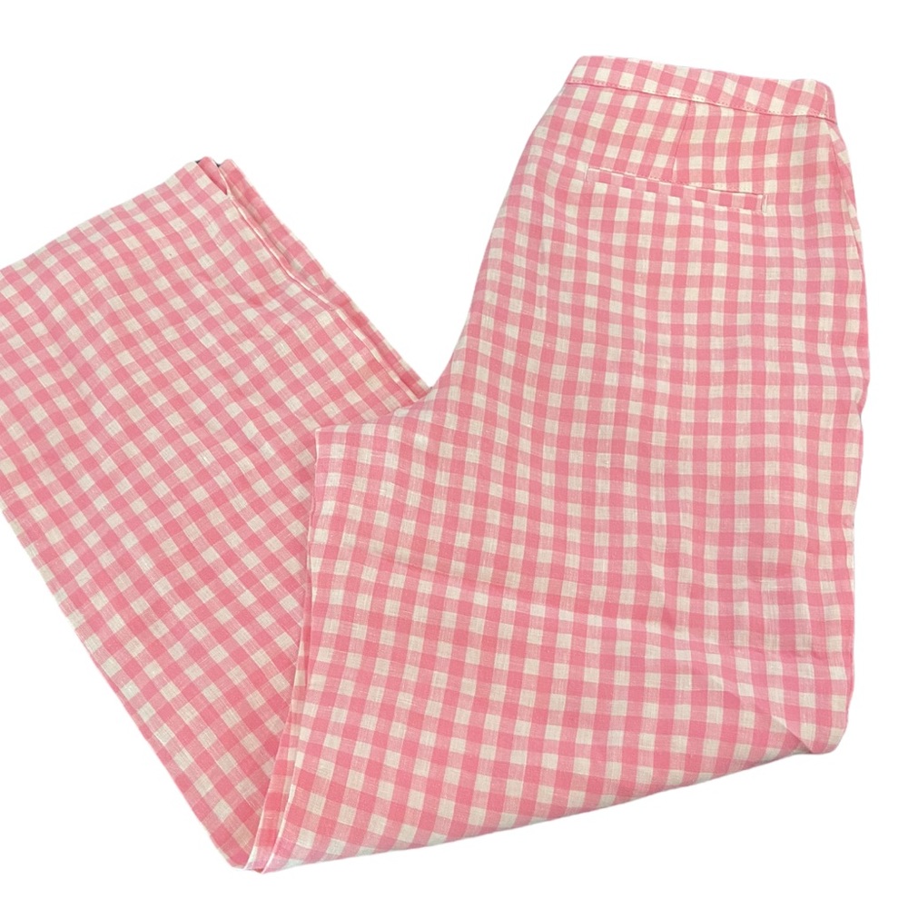 Boden Pink & White Gingham Cropped Pants